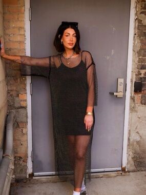 DRESSED IN LALA Mirrorball Mesh Dress + Slip small/medium